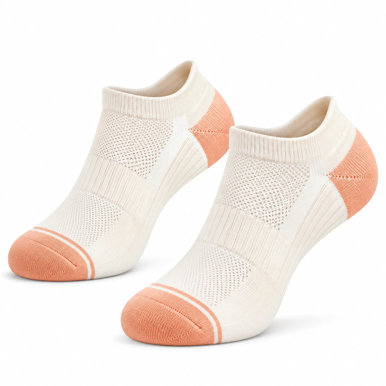 Chaussettes basses 35-38 en maille blanc pêche respirantes pour sport