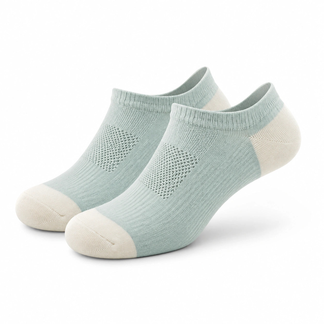 Chaussettes invisibles 39-42 en maille vert d'eau et beige pour sport respirantes