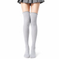 Chaussettes hautes 35-38 grises en maille côtelée extensible style féminin