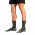 Chaussettes mi-mollet 35-38 en textile vert kaki pour sport côtelées