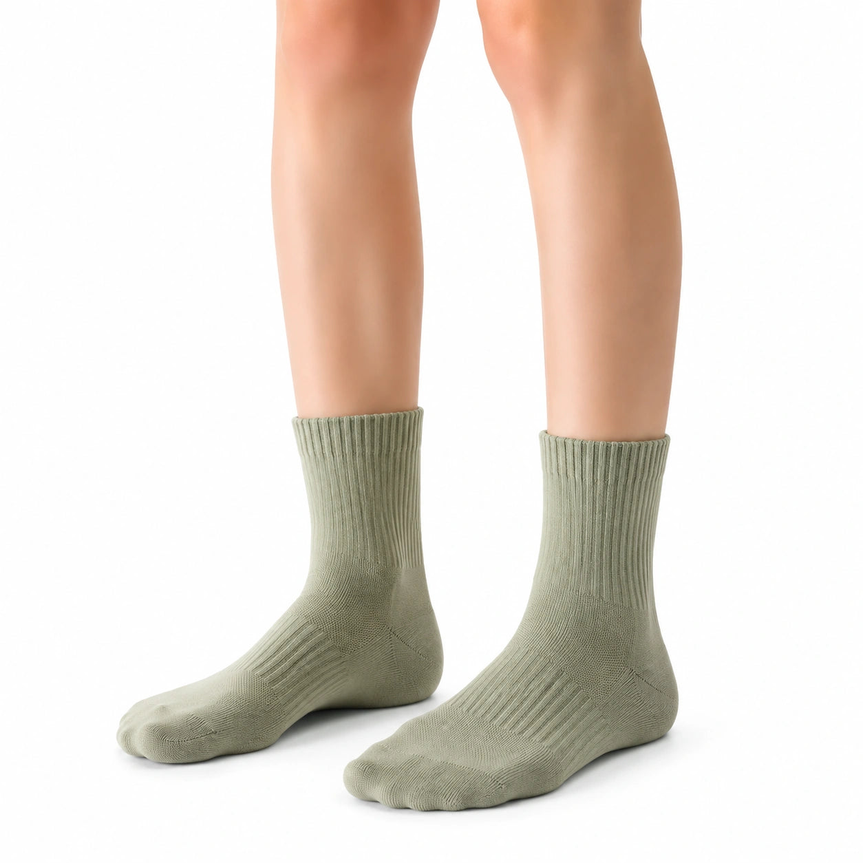 Chaussettes 35-38 en textile vert kaki côtelées pour usage quotidien