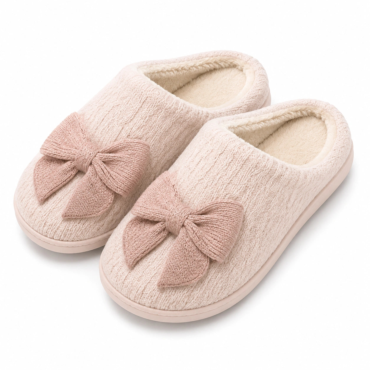 Chaussons femme taille 42/43 en textile rose à nœud pour intérieur