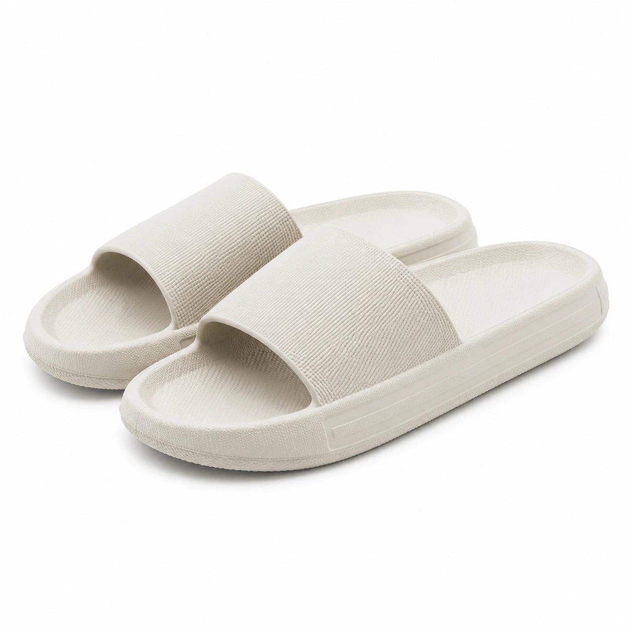 Claquettes 42/43 en matière synthétique blanc cassé à bride texturée pour piscine et plage