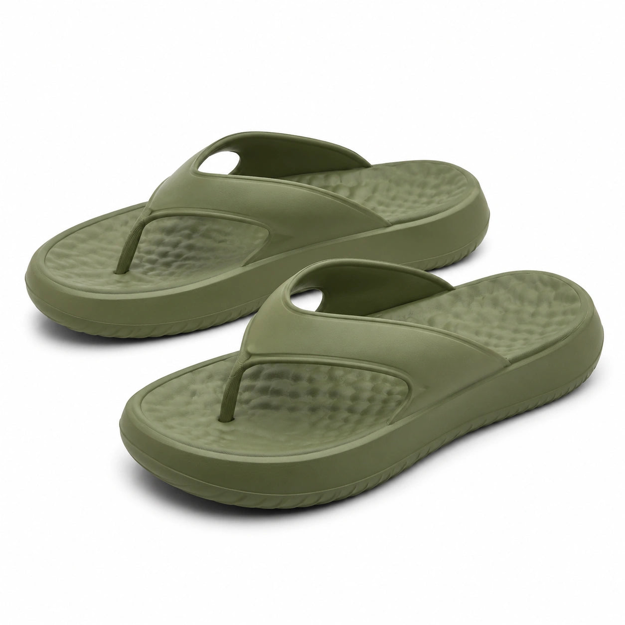 Tongs 38/39 en mousse EVA vert kaki à semelle texturée