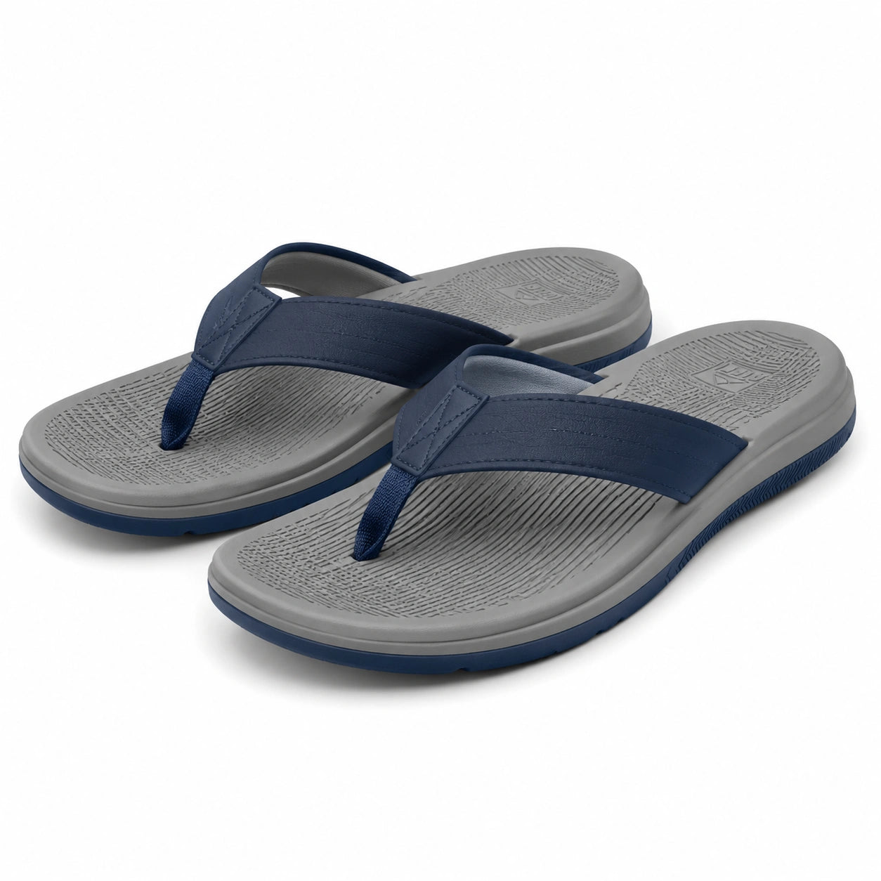 Tongs 38/39 synthétiques bleu marine et gris pour plage style décontracté
